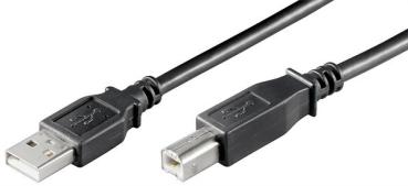 USB2.0 Hi-Speed Anschlußkabel SB2403 , UL2725 , USB A Stecker   USB B Stecker, schwarz - 3m