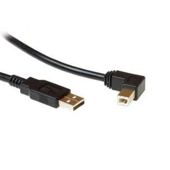 USB2.0 Hi-Speed Kabel SB2408 ,UL2725,USB A Stecker USB B Stecker 90° links  abgew. , schwarz - 1.8m