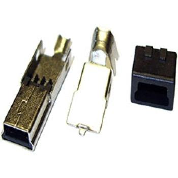 High Quality USB Stecker Typ B 4-pin ( 3-teilig ), Lötversion ,1x Knickschutztülle schwarz