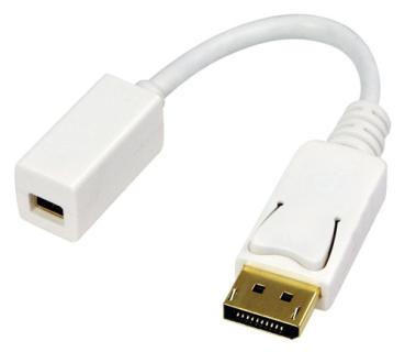 DisplayPort / Mini DisplayPort Kabel -Adapter , DP20 Stecker > MDP20 Buchse ,weiß - 0,10m