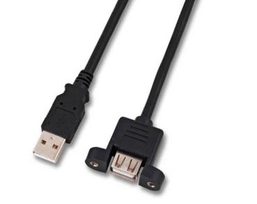 USB2.0 Hi-Speed Kabel mit Bracket, USB A Stecker   USB A Buchse, schwarz - 3m