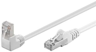 Cat.5e  Patchkabel F/UTP, CCA ,RJ45 gerade <> RJ45 90° gew., PVC , weiss - 0.5m