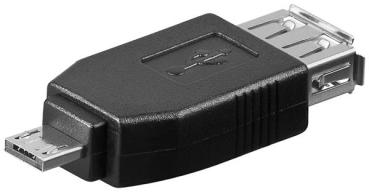 USB2.0 Hi-Speed Adapter , USB2.0-Buchse (Typ A) > USB2.0-Micro-Stecker (Typ A) , schwarz