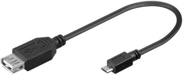 USB2.0 Hi-Speed Kabel Adapter , USB2.0-Buchse  A > USB2.0 Micro-Stecker B  ,schwarz - 0.20m