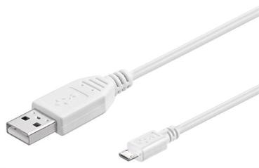 USB2.0 Hi-Speed Kabel , Stecker (Typ A)   Micro-Stecker (Typ B) , weiß - 0.30m