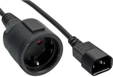 Netz Adapter Kabel  , Stecker C14  <>  CEE7/4  für USV oder einer PDU ( max.10A) , 1mm², schwarz -3m