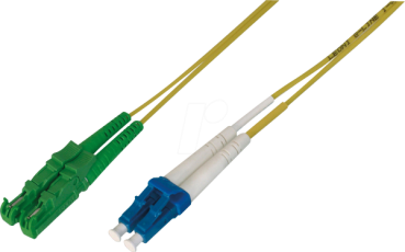 LWL Duplex Patchkabel , E2000/APC <>LC /UPC , Grade B1 /B2 ,SM , 9/125µ, OS2 , gelb , LSZH - 10m