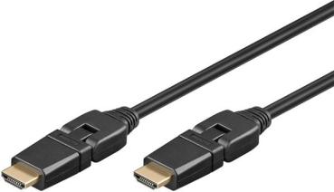 High-Speed HDMI 1.4 Kabel  360°drehbar 31888 , HDMI Typ A Stecker <> Stecker, vergoldet, schwarz - 1.5m