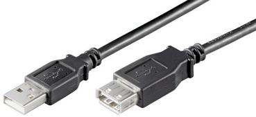 USB2.0 Hi-Speed Verlängerungskabel, USB A Stecker <> USB A Buchse, schwarz - 1.8m