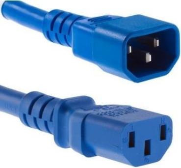 Netzkabel , Stecker C14  <> C13 ,  1.00mm² , blau - 3m