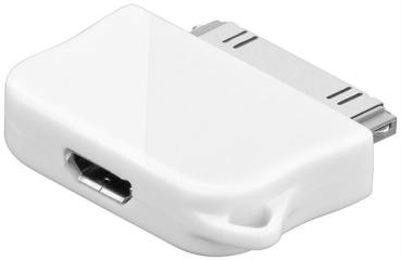 Apple Adapter Dock-Stecker (30-Pin)  > USB2.0 Micro-Buchse (Typ B)  , mit Öse- weiß
