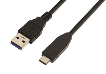 Dünnes flexibles Koaxialkabel 10Gbits USB3.1C - Stecker  > A Stecker ,PVC , schwarz - 1m