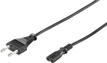 Netzkabel  Eurostecker CEE7/16  <> Buchse CEE7 gerade , schwarz - 1.5m