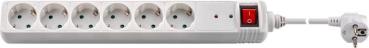 Steckdosenleiste mit Überspannungsschutz , 6-fach , Schalter ,16A / 3500W, weiß ,Kabel-1.4m