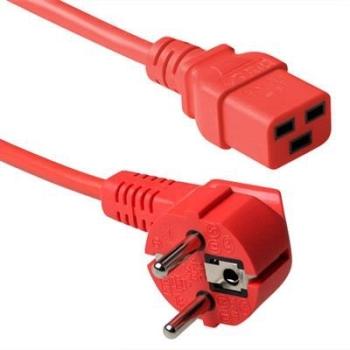 Netzkabel , Stecker CEE7/7 90°   <> C19 180° , 1.5mm², VDE , CE , rot - 1.2m