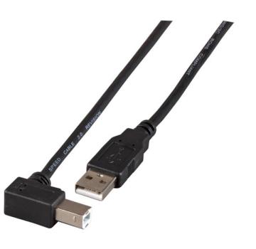 USB2.0 Hi-Speed Kabel, USB A Stecker   USB B Stecker 90°  rechts abgewinkelt , schwarz - 1.8m