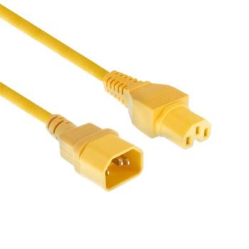 Stromkabel Warmgeräteverlängerung AK5308 , Stecker C14  <> C15 , 1mm², VDE , gelb - 2m
