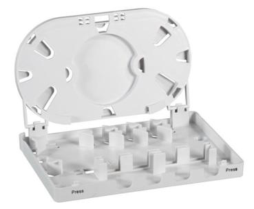 Preview: FTTH Indoor Anschlußbox für 4 Fasern, für 4 Kupplungen, inkl. Spleißkassette