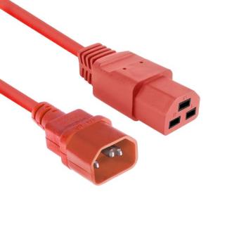 Netzkabel AK5375 für PDU,USV  Stecker C14 > Buchse C21 IEC60320 , rot -1m