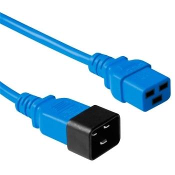 Kaltgerätekabel - 16A , Stecker C19  <> C20, 1.5mm², blau - 0.6m