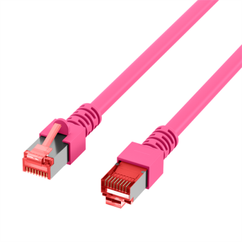 Premium Patchkabel CAT.6 , S/FTP(PIMF), 2x RJ45 STP, Kupfer , LSZH, magenta - 10m