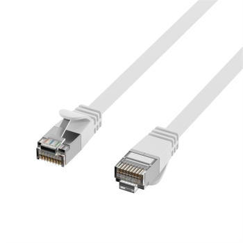 Cat. 6A 10Gbit Slimline Flach-Patchkabel 500MHz U/FTP, RJ45  <> RJ45, weiß - 2m