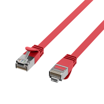 Cat. 6A 10Gbit Slimline Flach-Patchkabel 500MHz U/FTP, RJ45  <> RJ45, rot -3m