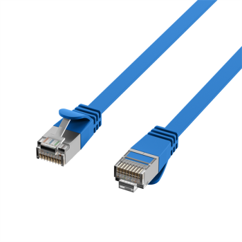 Cat. 6A 10Gbit Slimline Flach-Patchkabel 500MHz U/FTP, RJ45  <> RJ45, blau - 2m