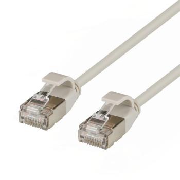 Cat.6A Slim-Patchkabel ultraflex TPE 4,0mm  U/FTP ,  RJ45  <> RJ45, Kupfer , grau - 2m