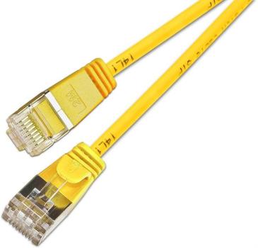 Cat.6A Slim-Patchkabel ultraflex TPE 4,0mm  U/FTP ,  RJ45  <> RJ45, Kupfer , gelb - 2m