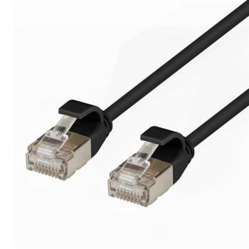 Cat.6A Slim-Patchkabel ultraflex TPE 4,0mm  U/FTP ,  RJ45  <> RJ45, Kupfer , schwarz - 2m