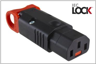 IEC-Lock Stecker, IEC60320 - C13 Stecker mit Verrieglung , montierbar , LSZH , schwarz
