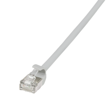 10 Gigabit Slim Ultraflex -Patchkabe Cat.6A ,TPE Mantel 3,8mm  U/FTP , 2 x RJ45 , CU , LSZH , grau - 1m