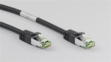 2000 MHz Cat. 8.1 Patchkabel , S/FTP (PIMF) , AWG24/7 Kupfer, LSZH , RJ45<>RJ45 , schwarz - 0.25m