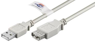 USB2.0 Hi-Speed Verlängerungskabel UL-E258105 Style UL2725, USB A Stecker <> USB A Buchse, grau - 3m