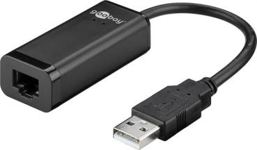 USB2.0 Lan Adapter 100/10 MBPs , USB A  > RJ45  - Kabel 0.10m