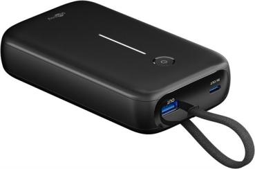 Powerbank 20.000 mAh , 30W , PD und QC , mit integriertem USB-C Kabel , schwarz