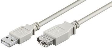 USB2.0 Hi-Speed Verlängerungskabel, USB A Stecker   USB A Buchse, grau - 1m