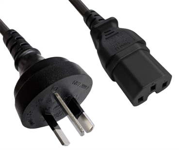 Australien/Neuseeland -Netzkabel, Stecker I (AS/NSZ 3112) <>IEC -C15 , 250V, SAA ,schwarz - 1.8m