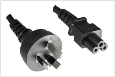 Australien/Neuseeland-Netzkabel, Stecker I (AS/NSZ 3112)  IEC 60320-C5 , schwarz - 1.8 m