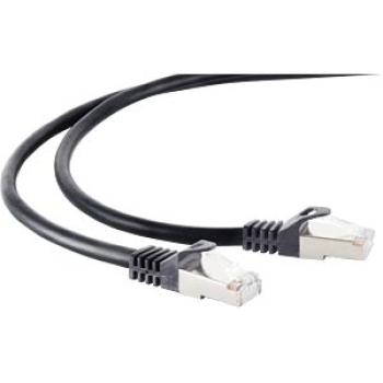Cat.6A  Patchkabel S/FTP , 2 x RJ45 Stecker , Cat.7 Rohkabel PUR ( LSZH) Mantel , schwarz -0,15m