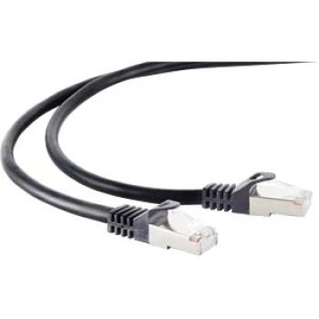 Cat.6A  Patchkabel S/FTP , 2 x RJ45 Stecker , Cat.7 Rohkabel PUR ( LSZH) Mantel , schwarz -1m