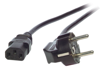 Netzkabel Europa , Stecker CEE7/7  90° <> IEC-60320-C13 , VDE , schwarz - 0.5m