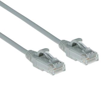 Cat.6e Slim-Patchkabel Kdm-3,8mm  U/UTP Snag-less , AWG28 LSZH , mit RJ45 Steckern , grau - 0.5m