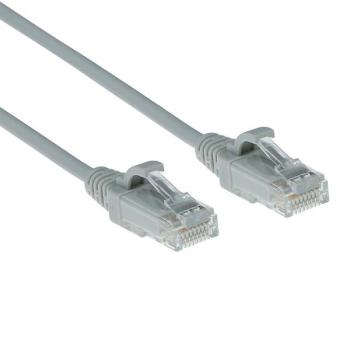 Cat.6e Slim-Patchkabel Kdm-3,8mm  U/UTP Snag-less , AWG28 LSZH , mit RJ45 Steckern , grau - 0.15m