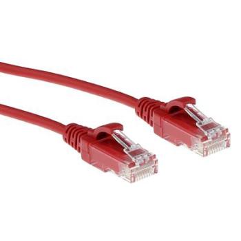 Cat.6e Slim-Patchkabel Kdm-3,8mm  U/UTP Snag-less , AWG28 LSZH , mit RJ45 Steckern , rot - 1m