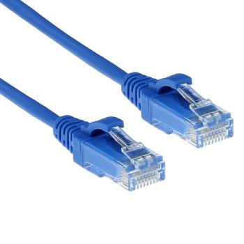 Cat.6e Slim-Patchkabel Kdm-3,8mm  U/UTP Snag-less , AWG28 , mit RJ45 Steckern , blau - 1m