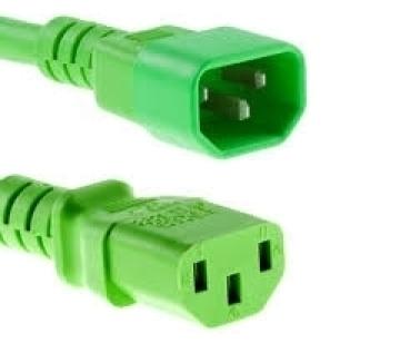 Kaltgerätekabel , Stecker  IEC-60320 C13  <> IEC-60320 C14  , grün - 2m