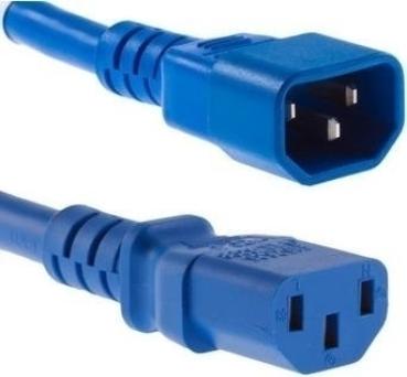 Kaltgerätekabel , Stecker  IEC-60320 C13  <> IEC-60320 C14  , blau - 1m