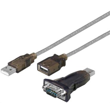 USB2.0 / Seriell (RS232) Konverter, USB A Stecker    DB9 Stecker ,Win 10/11 , Kabel -1.5m ,Transparent